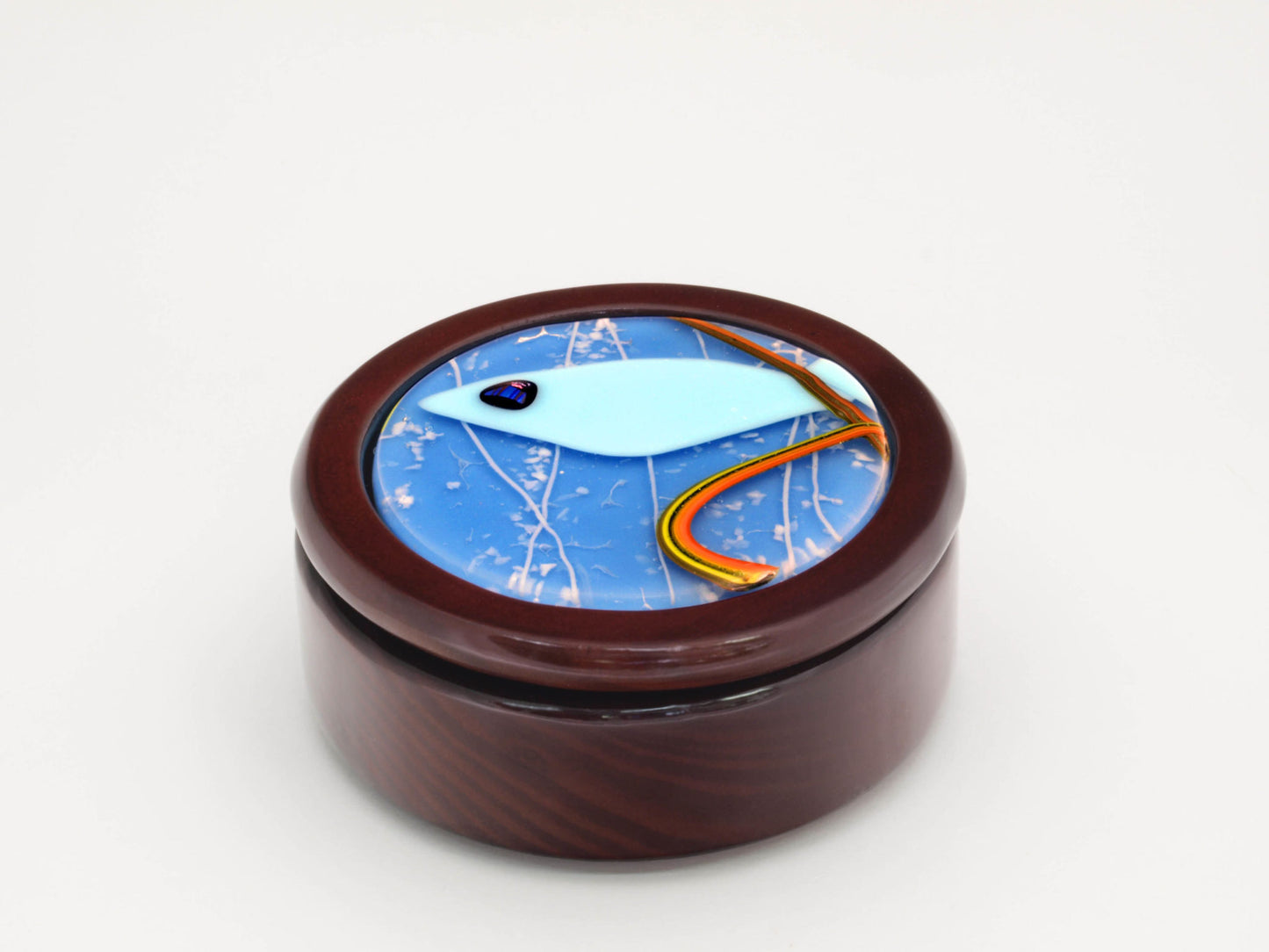 Round Wood Box - Mahogany Finish