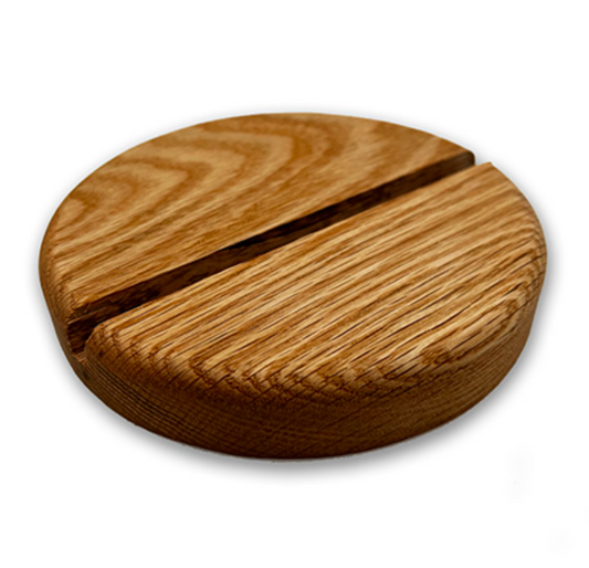 Round Oak Glass Art Stand 5 in.